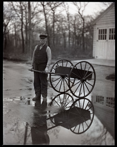 Otis Fish, the blind clam digger of Falmouth, with his pull cart