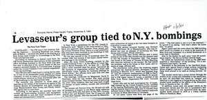 Levasseur's group tied to N.Y. bombings
