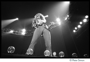 Robert Plant on stage with Led Zeppelin during their Physical Graffiti tour