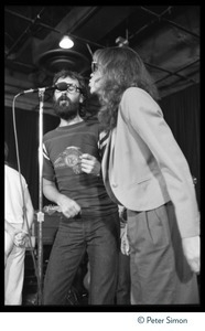 Bonnie Raitt and Keith Knudsen (Doobie Brothers), singing in the studio in association with the Musicians United for Safe Energy concert