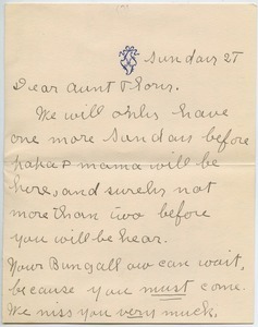 Letter from Alice Marion Moodey to Florence Porter Lyman
