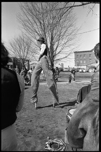 Stilt walker performing with Bread and Puppet Theater