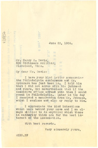 Letter from W. E. B. Du Bois to Harry E. Davis