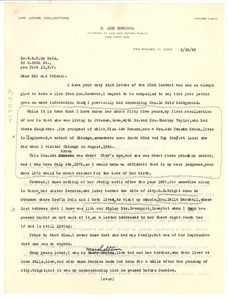 Letter from S. Joe Brown to W. E. B. Du Bois