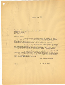 Letter from W. E. B. Du Bois to Academy of Radio & Television Arts & Sciences