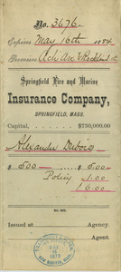 Insurance policy of Alexander Du Bois
