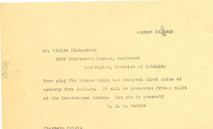 Letter from W. E. B. Du Bois to Willis Richardson