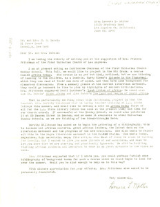 Letter from First Unitarian Church to Dr. & Mrs. W. E. B. Du Bois