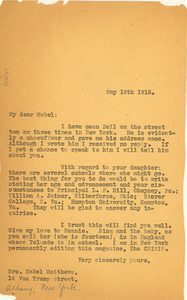 Letter from W. E. B. Du Bois to Mabel Burghardt Matthews
