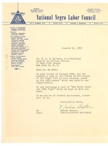Letter from National Negro Labor Council to W. E. B. Du Bois