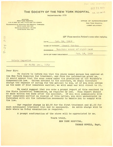 Letter from New York Hospital to Crisis