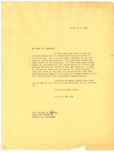 Letter from W. E. B. Du Bois to Charles S. Johnson