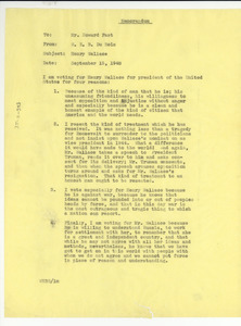 Memorandum from W. E. B. Du Bois to National Council of Arts, Sciences and Professions