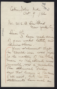 Letter from H. de Jersey to W. E. B. Du Bois