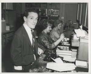 Man with disability working at letterpress