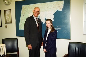 Congressman John W. Olver with vistior from the National Youth Leaders Conference, in his congressional office