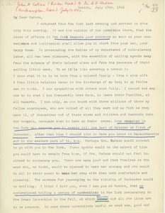 Transcript of letter from John A. Collins to Erasmus Darwin Hudson