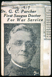 Dr. George Parcher, Saugus Center, 1917