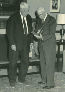 Robert Frost and Charles R. Green in the Jones Library in Amherst