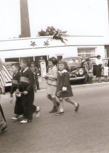 Children marching in the 1957 Plainville Memorial Day Parade