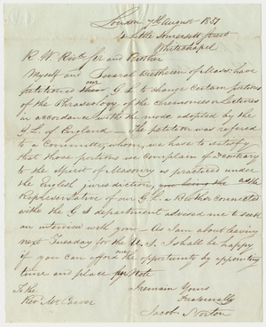 Copy of a letter from Jacob Norton to Reverend William J. Carver, 1851 August 07