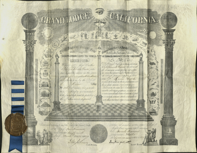 Master Mason certificate for Adolph Charles Bauer