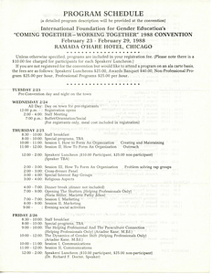 Program Schedule for Coming Together - Working Together Convention 1988
