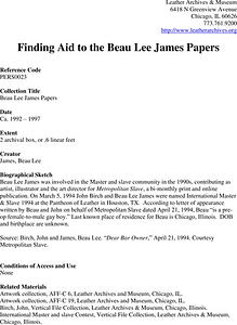 Finding Aid to the Beau Lee James Papers