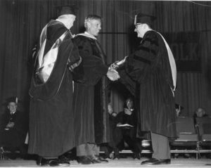 Massachusetts Governor Frank Sargent receiving honorary degree at the 1971 Suffolk University commencement