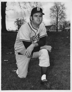 Suffolk University baseball photo of Coach Thomas A. Walsh, 1972