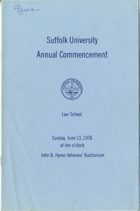 1976 Suffolk University Law School Annual Commencement Program
