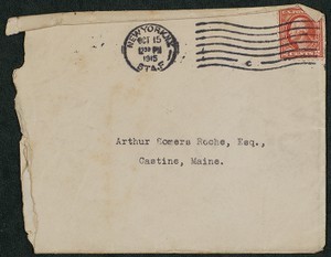 Envelope, October 15, 1915, Theodore Roosevelt to James Jeffrey Roche