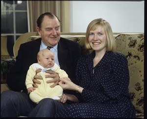 Sir John Jack Hermon with his wife Sylvia and their son Robert, their first child. Taken in the RUC training depot in Enniskillen