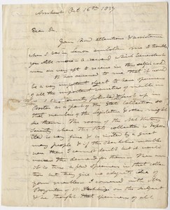 Edward Hitchcock letter to Henry Walker Bishop, 1837 October 16