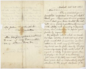 Edward Hitchcock letter to John Brooks, 1857 October 26