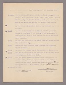 Amherst College faculty meeting minutes 1906/1907