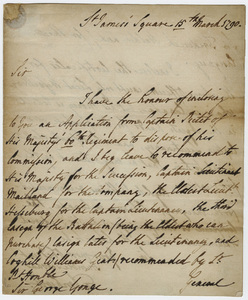 Jeffery Amherst letter to Sir George Yonge, 1790 March 15