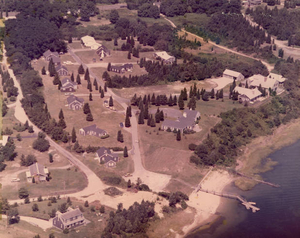 Early view of Cedarcrest and beach at foot of Cove Road