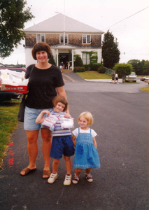 My daughters and I entering crafts at the Marshfield Fair in the year 2000