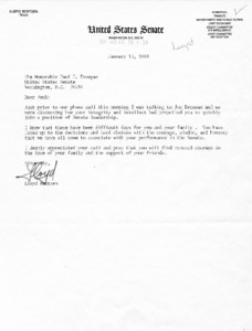 Letter from Lloyd Bentson to Paul E. Tsongas