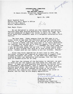 Letter from Elana Kling Perkins to Mayor Raymond L. Flynn