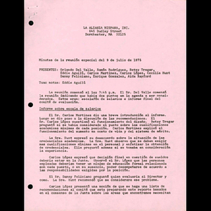 Meeting materials for July 9, 1975.