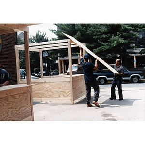 Building the plywood concession stands for Festival Betances.