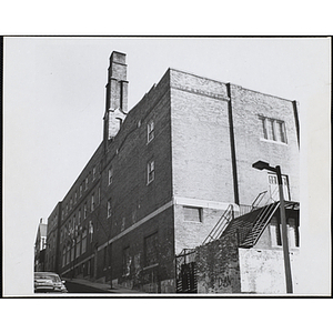 Rear and side view of the Charlestown Boys' Club building at 15 Green Street