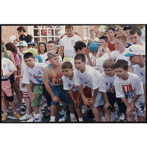 A group of boys line-up to run during the Bunker Hill Road Race