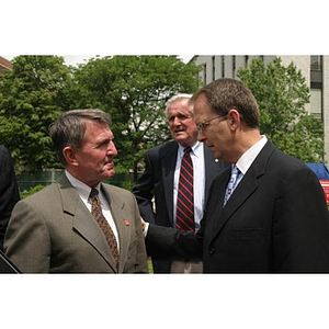 William Bartolini stands with General Richard Neal at the Veterans Memorial groundbreaking ceremony