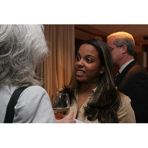 Ana Hidalgo listens at a Torch Scholars event