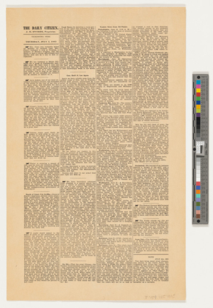 Reproduction of newspaper printed on wallpaper