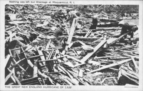 Nothing was left but wreckage at Misquamicut, Rhode Island, photo by International News Service, New York, New York