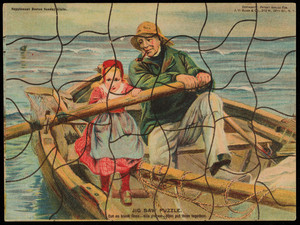 Jig saw puzzle card of "The helping hand," by Emile Renouf, J.V. Sloan & Co., 213 W. 26th Street, New York, New York, undated